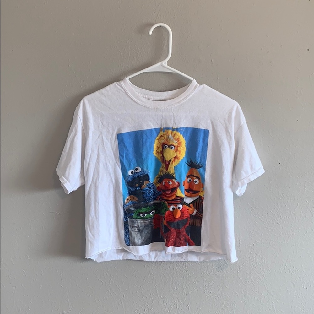 Sesame Street White Cropped Tee- Small